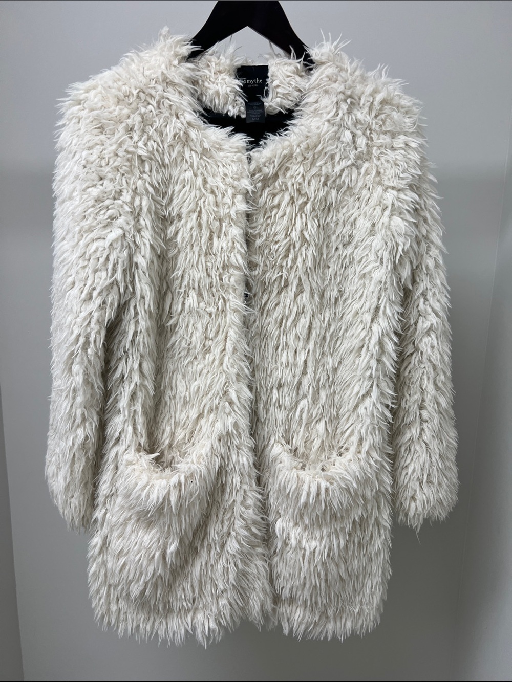 Smythe Ivory Shaggy Faux-Fur Teddy Jacket
